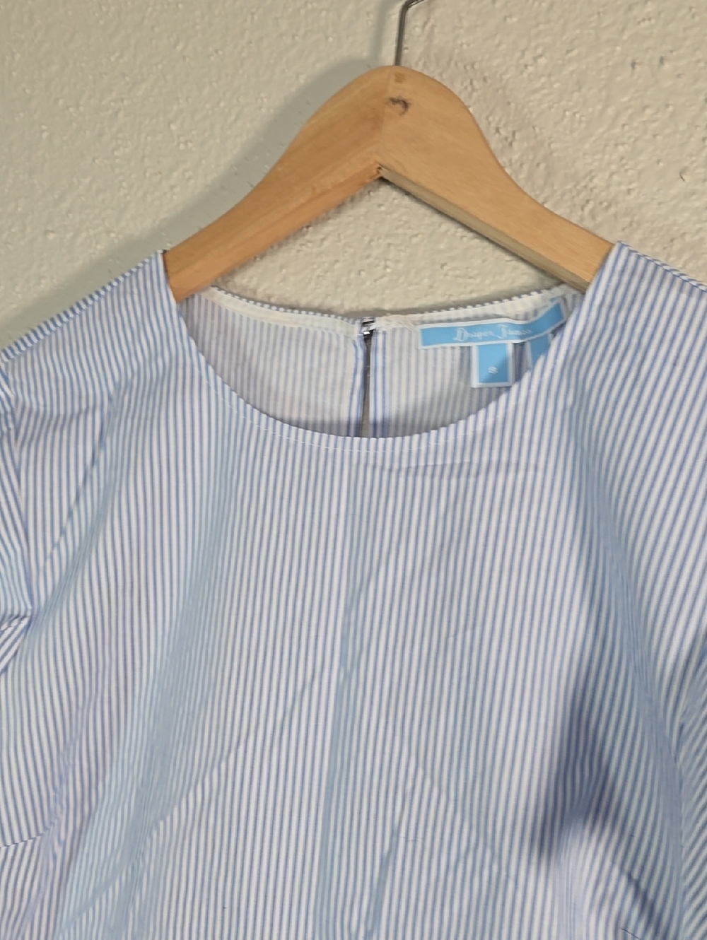 Draper James Classic Blue Pinstripe Short Sleeve Top - Picture 3 of 9